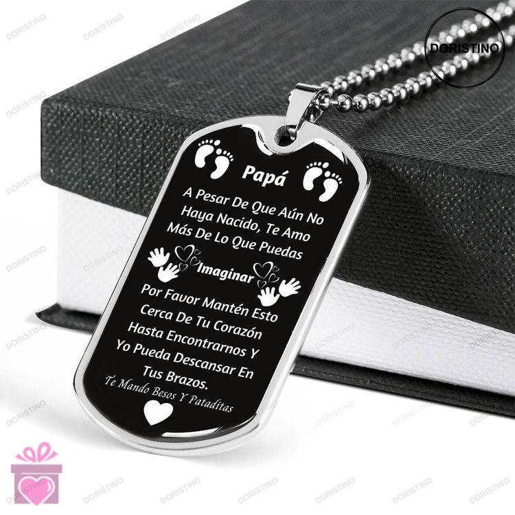 Custom Picture Dog Tag Military Chain Necklace Gift For Pap Te Amo Ms De Lo Que Puedas Imaginar Dog Doristino Awesome Necklace
