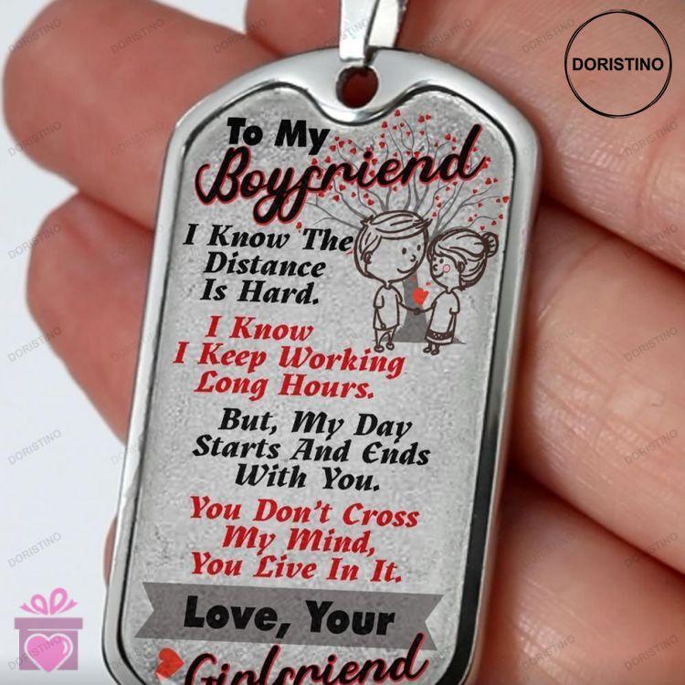 Custom Picture Dog Tag My Day Starts And Ends With You Dog Tag Military Chain Necklace Gift For Him Doristino Limited Edition Necklace
