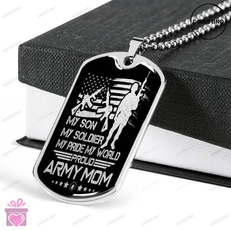 Custom Picture Dog Tag My Pride My World Proud Army Mom Dog Tag Military Chain Necklace Gift For Men Doristino Awesome Necklace