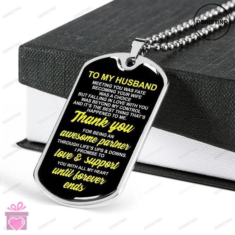 Custom Picture Dog Tag Thank You For Being My Awesome Partner Dog Tag Military Chain Necklace Gift F Doristino Trending Necklace