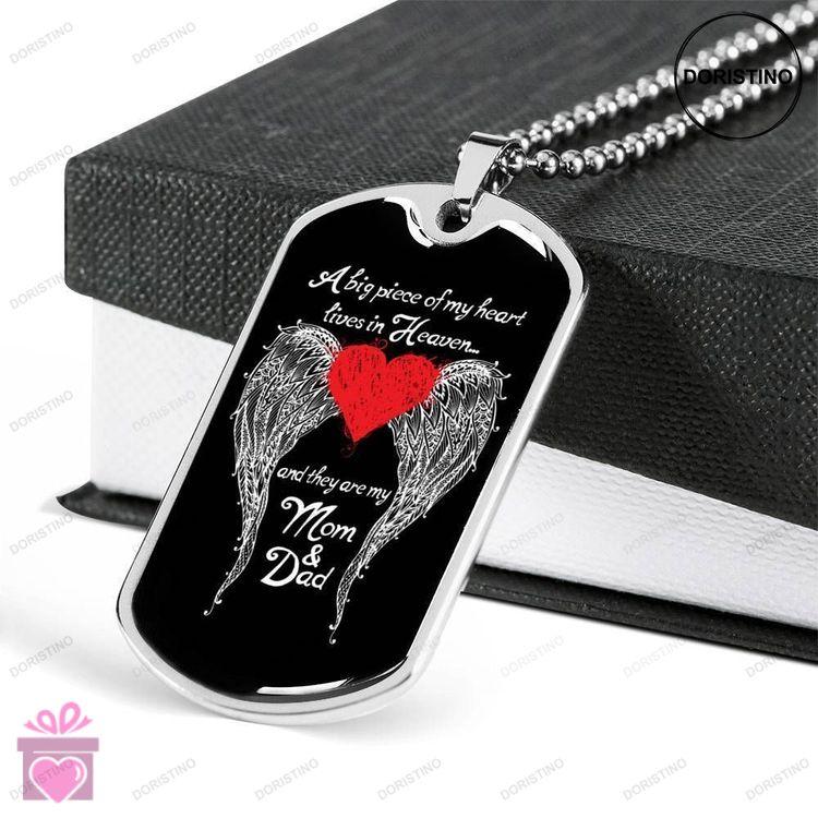 Custom Picture Dog Tag They Are My Mom And Dad Wings Dog Tag Military Chain Necklace Giving Family Doristino Trending Necklace