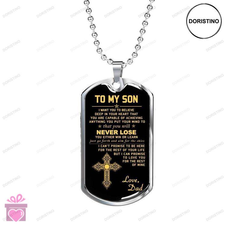 Custom Picture Dog Tag You Will Never Lose Dad Giving Son Dog Tag Military Chain Necklace Doristino Limited Edition Necklace