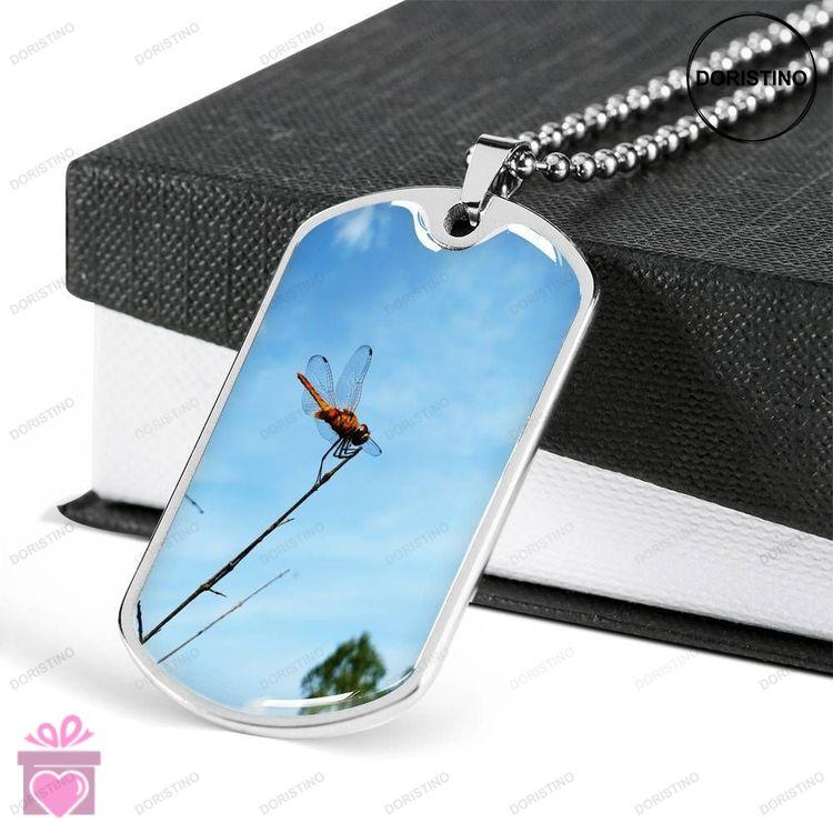 Custom Picture Dragonfly Gift For Daughter Dog Tag Military Chain Necklace Dog Tag Doristino Awesome Necklace