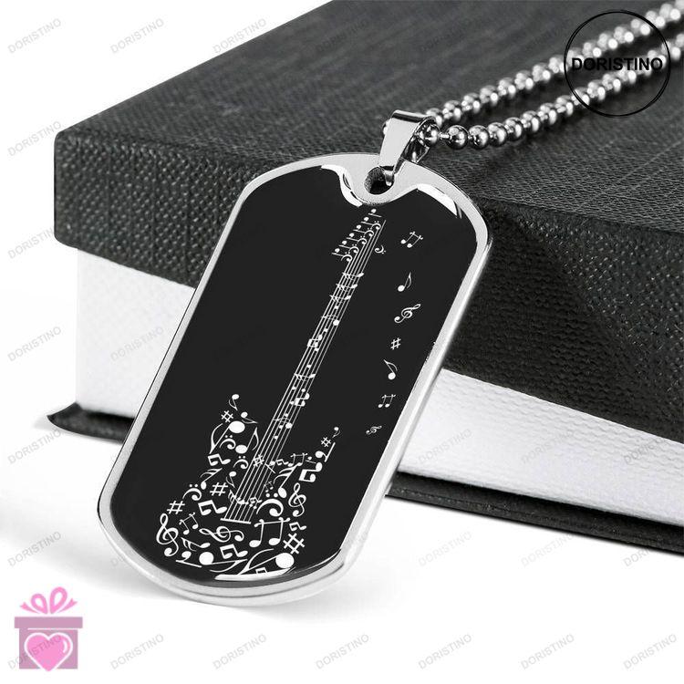 Custom Picture Guitar Lover Dog Tag Military Chain Necklace Dog Tag Doristino Trending Necklace