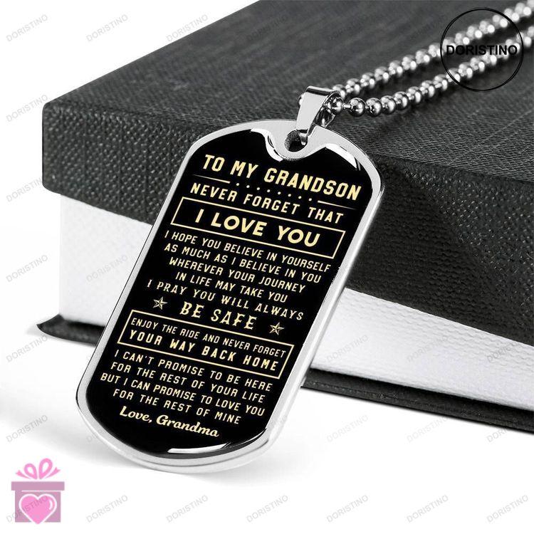 Custom Picture I Pray Youll Always Be Safe Dog Tag Military Chain Necklace Gift For Grandson Dog Tag Doristino Limited Edition Necklace