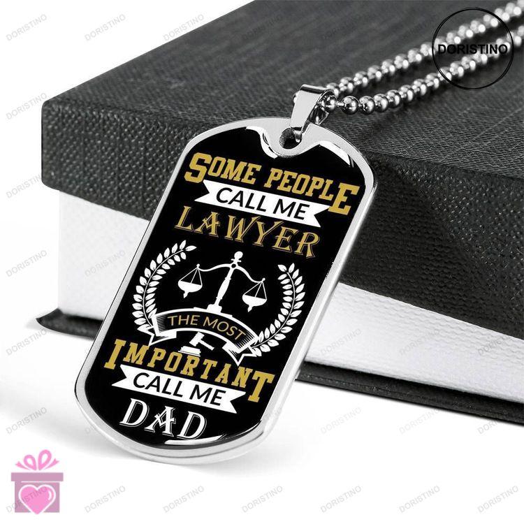 Custom Picture Lawyer Dog Tag Military Chain Pendant Necklace Gift For Papa Dog Tag Doristino Limited Edition Necklace