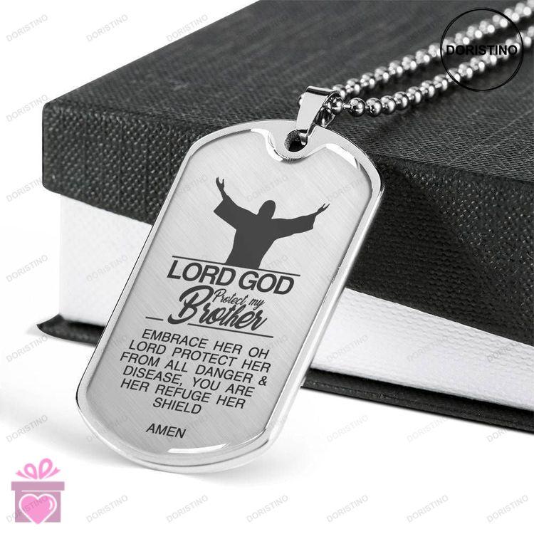 Custom Picture Lord God Protect My Brother Dog Tag Military Chain Necklace Dog Tag Doristino Limited Edition Necklace