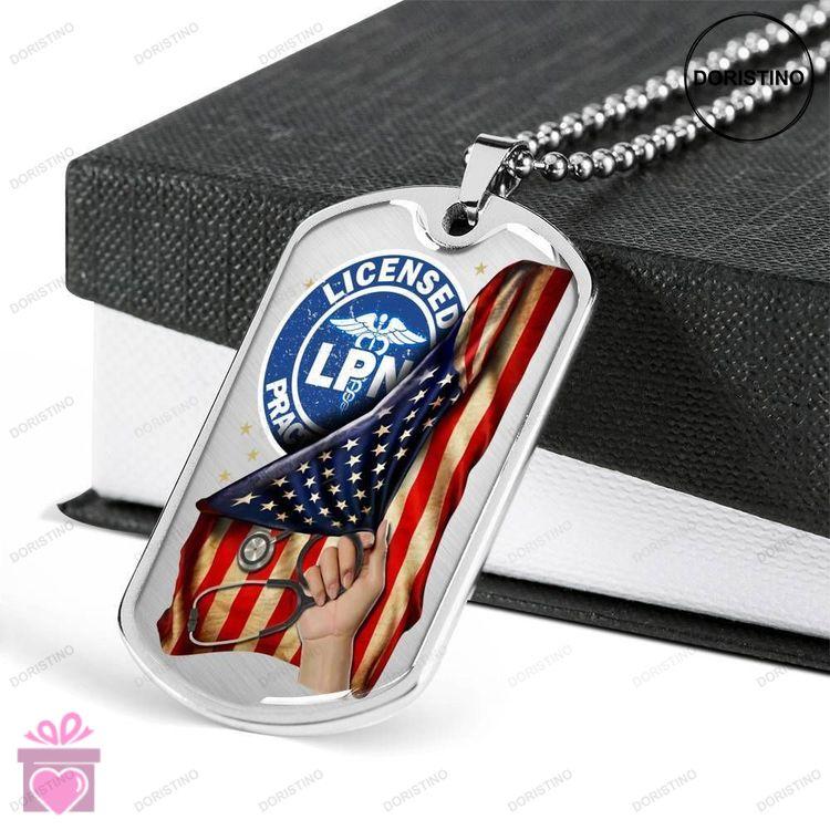 Custom Picture Lpn Us Flag Dog Tag Military Chain Necklace Necklace Dog Tag Doristino Trending Necklace