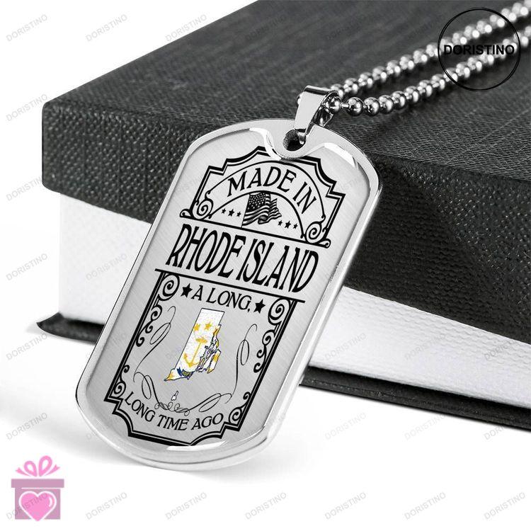 Custom Picture Made In Rhode Island Dog Tag Military Chain Necklace Dog Tag Doristino Trending Necklace