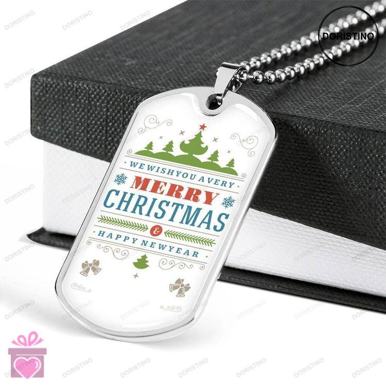 Custom Picture Merry Christmas Dog Tag Military Chain Necklace For Family Dog Tag Doristino Limited Edition Necklace