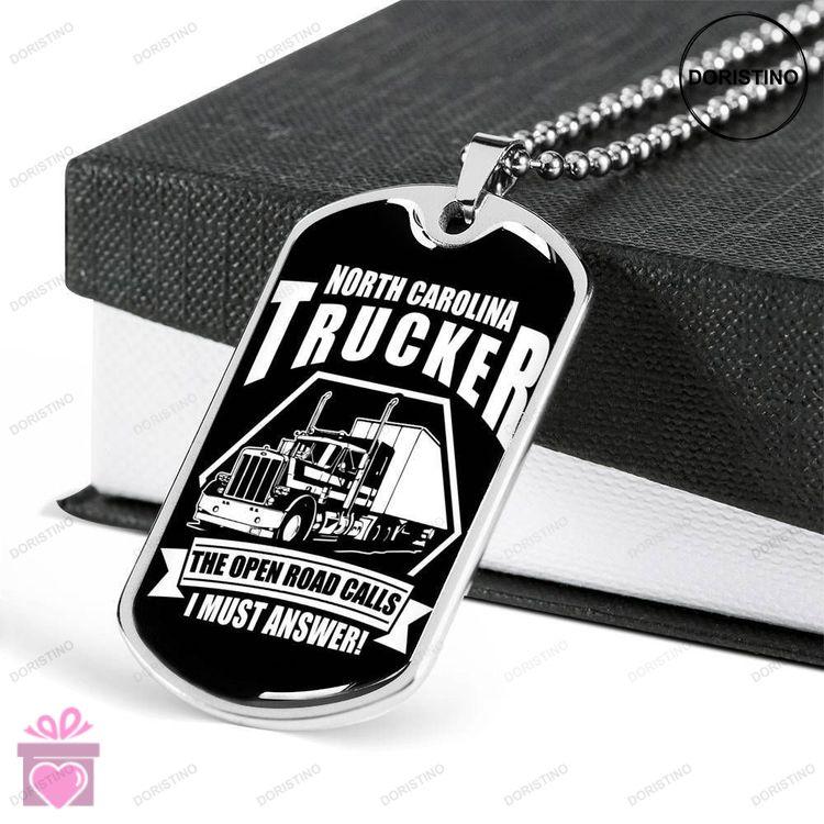 Custom Picture North Carolina Trucker Dog Tag Military Chain Necklace Gift For Men Dog Tag Doristino Trending Necklace