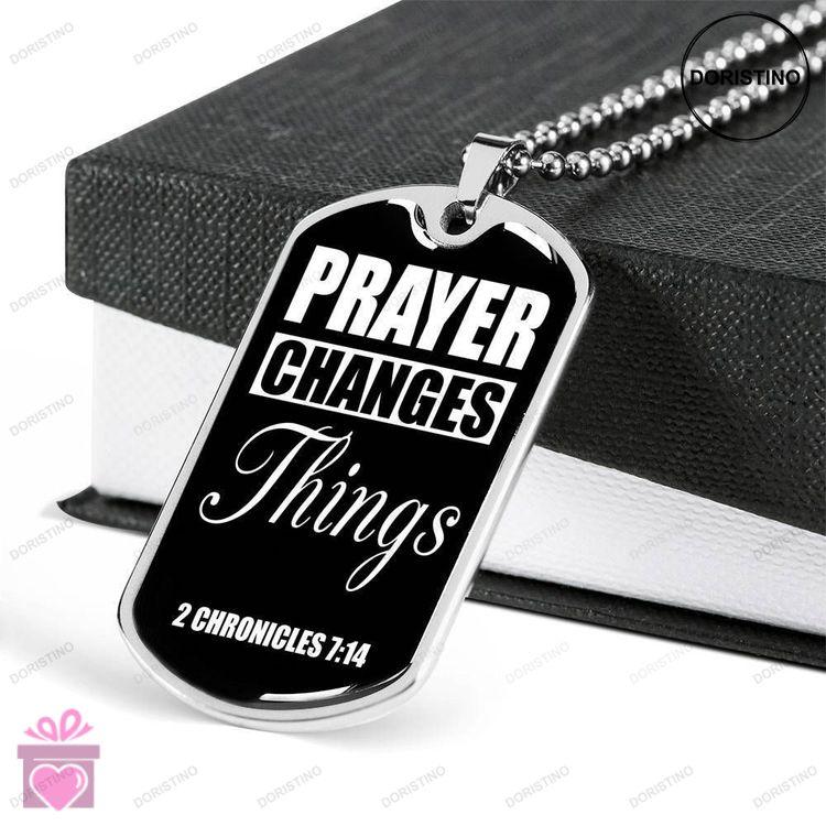 Custom Picture Prayer Changes Things Dog Tag Military Chain Pendant Necklace Dog Tag Doristino Awesome Necklace