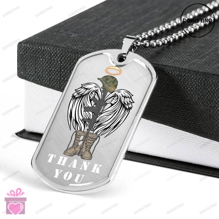 Custom Picture Veterans Thank You Dog Tag Military Chain Necklace Dog Tag Doristino Trending Necklace