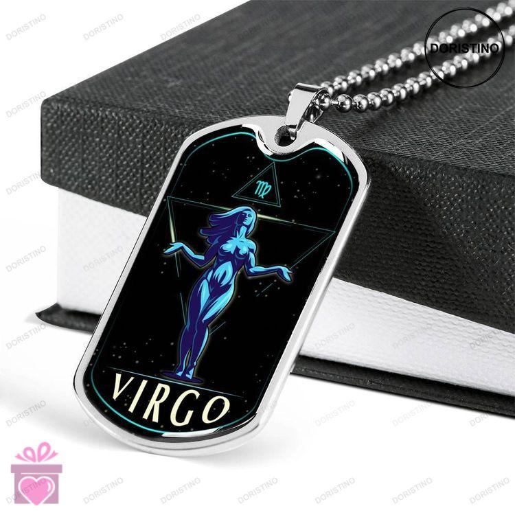 Custom Picture Virgo Horoscope Dog Tag Military Chain Necklace Gift For Men Dog Tag Doristino Trending Necklace