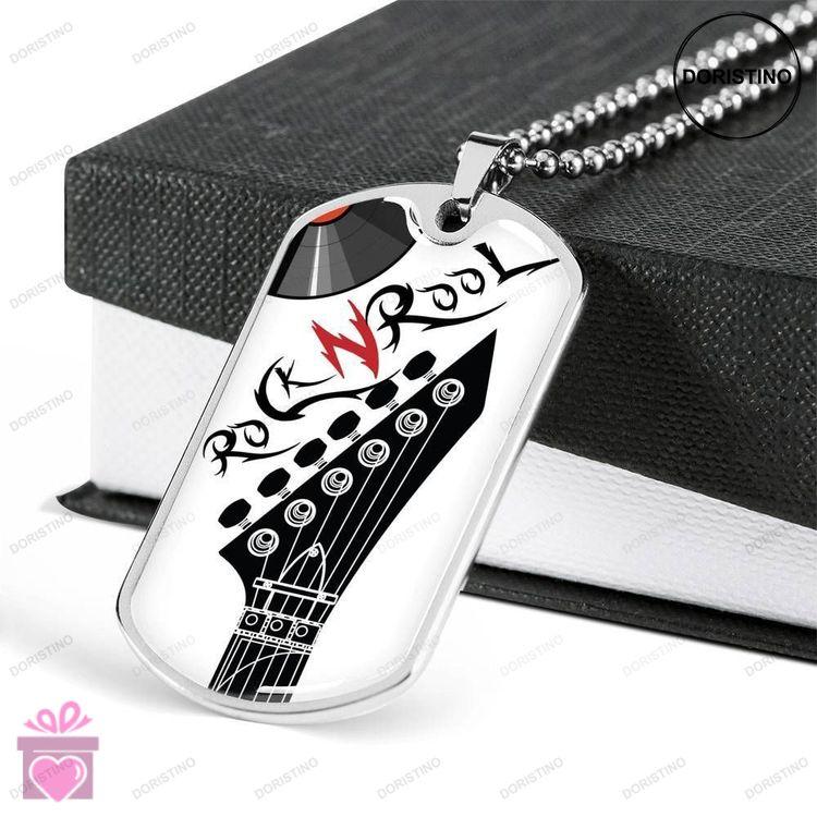 Custom Rock And Roll Dog Tag Military Chain Necklace For Music Lovers Dog Tag Doristino Trending Necklace