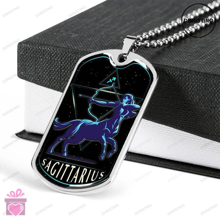 Custom Sagittarius Dog Tag Military Chain Necklace For Men Dog Tag Doristino Limited Edition Necklace