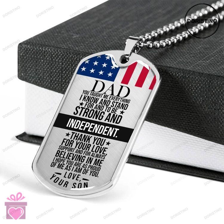 Custom Strong And Independent Dog Tag Military Chain Necklace Giving Men Dog Tag Doristino Trending Necklace