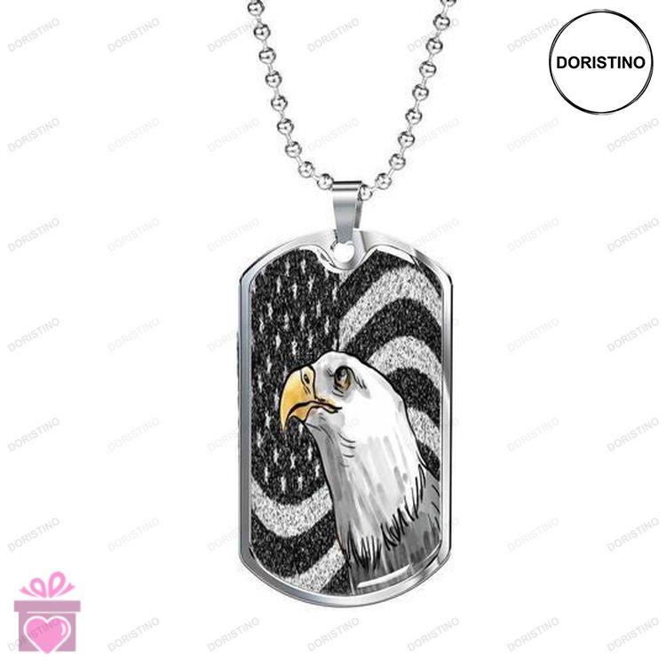 Dad Dog Tag Custom Picture Fathers Day American Flag With Eagle Dog Tag Necklace For Dad Doristino Awesome Necklace
