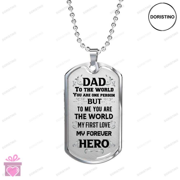 Dad Dog Tag Custom Picture Fathers Day And Happy Dads Day To The World Dog Tag Necklace For Dad Doristino Trending Necklace