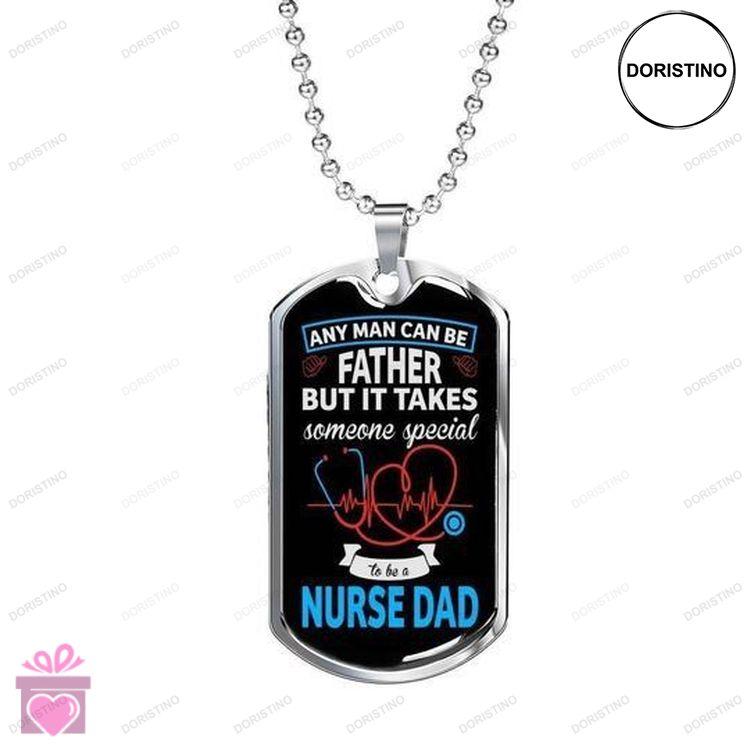 Dad Dog Tag Custom Picture Fathers Day Any Man Can Be Father Dog Tag Necklace Gift For Daddy Doristino Awesome Necklace