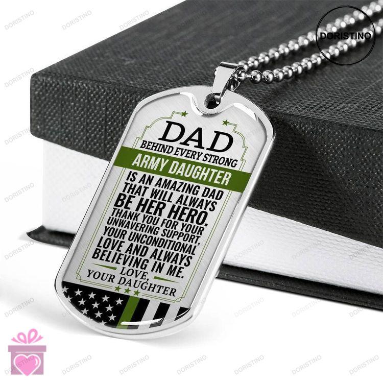 Dad Dog Tag Custom Picture Fathers Day Army Daughter Gift For Dad Necklace Always Be Her Hero Doristino Awesome Necklace