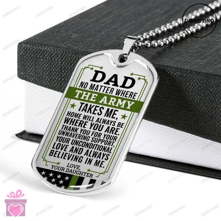 Dad Dog Tag Custom Picture Fathers Day Army Daughter Gift For Dad Necklace Home Is Where You Are Doristino Limited Edition Necklace