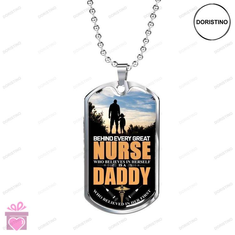 Dad Dog Tag Custom Picture Fathers Day Behind Every Great Nurse Dog Tag Necklace Gift For Dad Doristino Awesome Necklace
