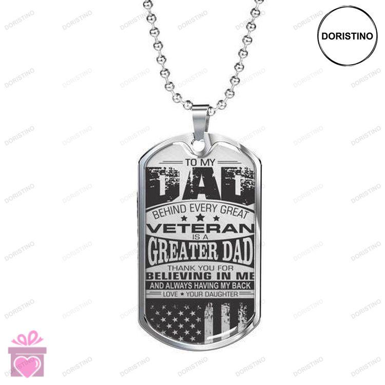 Dad Dog Tag Custom Picture Fathers Day Behind Every Great Veteran Is A Greater Dad Necklace For Dad Doristino Awesome Necklace