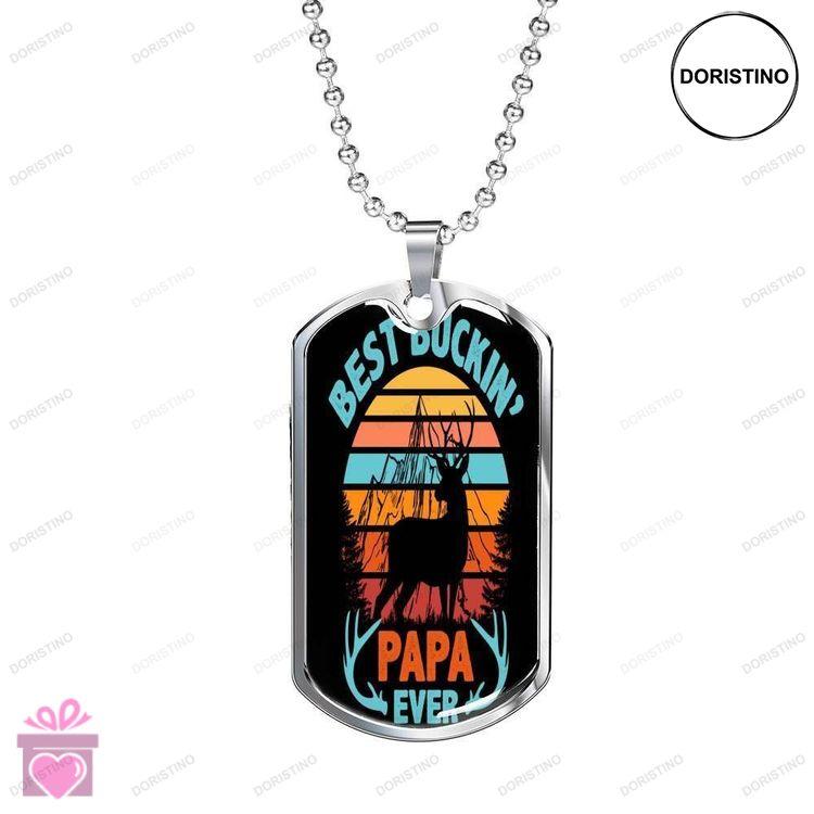Dad Dog Tag Custom Picture Fathers Day Best Buckin Papa Ever Dog Tag Necklace Gift For Men Doristino Awesome Necklace