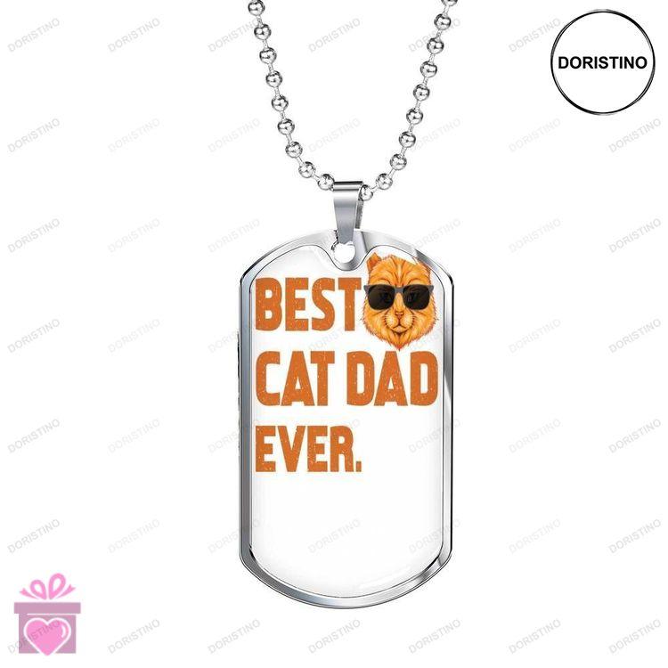Dad Dog Tag Custom Picture Fathers Day Best Cat Dad Ever Dog Tag Necklace Gift For Men V2 Doristino Limited Edition Necklace