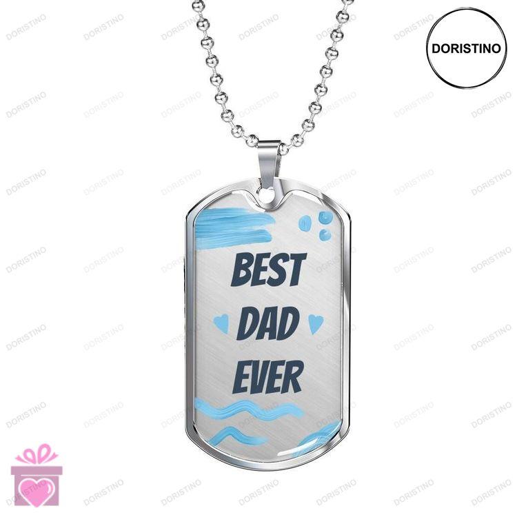 Dad Dog Tag Custom Picture Fathers Day Best Dad Ever Blue Heart Dots Dog Tag Necklace For Dad Doristino Limited Edition Necklace