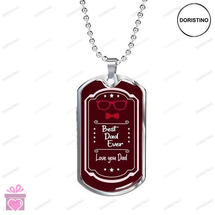 Dad Dog Tag Custom Picture Fathers Day Best Dad Ever Burgundy Dog Tag Necklace Gift For Dad Doristino Trending Necklace