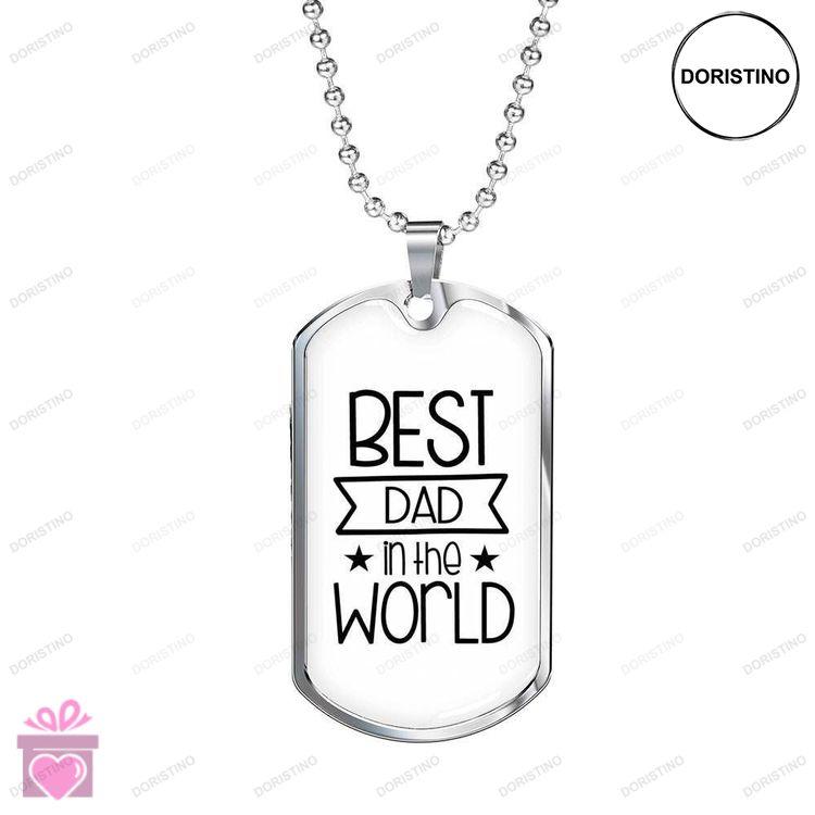 Dad Dog Tag Custom Picture Fathers Day Best Dad In The World Dog Tag Necklace For Dad Doristino Trending Necklace