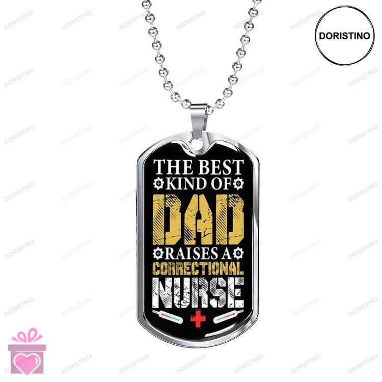 Dad Dog Tag Custom Picture Fathers Day Best Dad Raises A Correctional Nurse Dog Tag Necklace Giving Doristino Trending Necklace