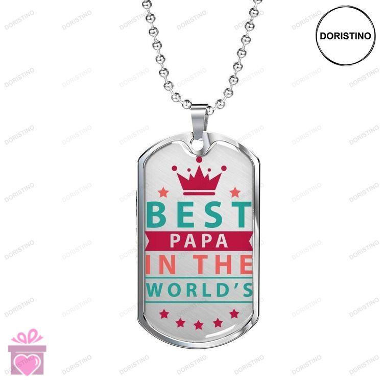 Dad Dog Tag Custom Picture Fathers Day Best Papa In The Worlds Dog Tag Necklace For Dad Doristino Limited Edition Necklace