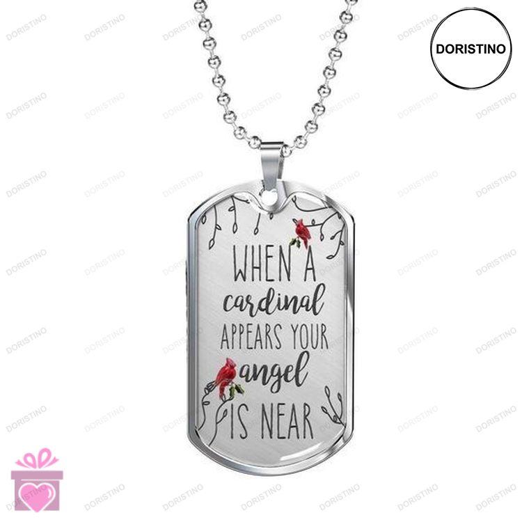 Dad Dog Tag Custom Picture Fathers Day Bird Angels Are Near Dog Tag Necklace For Dad Unique Valentin Doristino Trending Necklace
