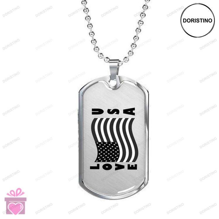 Dad Dog Tag Custom Picture Fathers Day Black And White Usa Flag Love Dog Tag Necklace For Dad Doristino Awesome Necklace