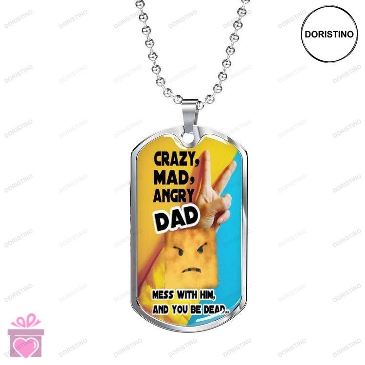 Dad Dog Tag Custom Picture Fathers Day Crazy Mad Angry Dad Dog Tag Necklace For Dad Doristino Trending Necklace