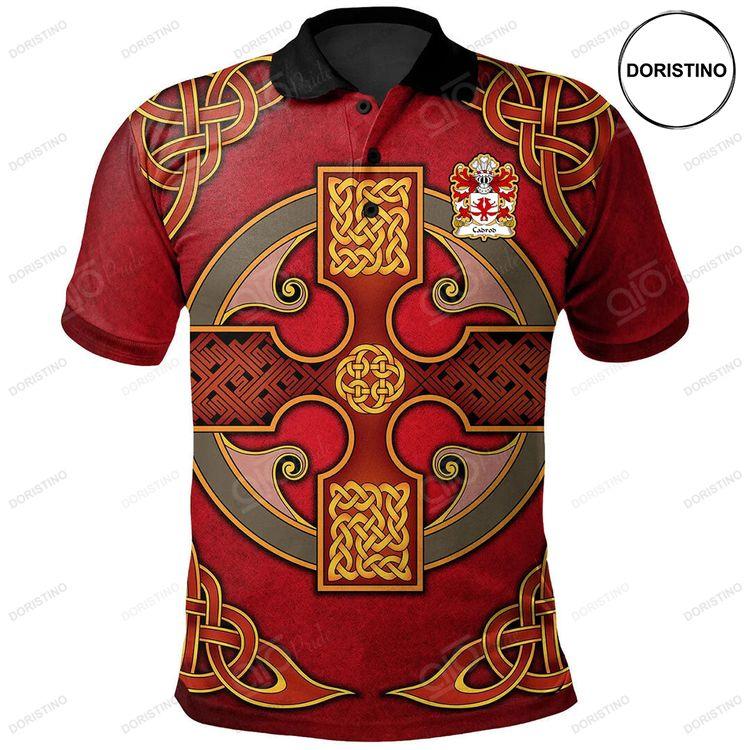 Cadrod Hardd Welsh Family Crest Polo Shirt Vintage Celtic Cross Red Doristino Polo Shirt