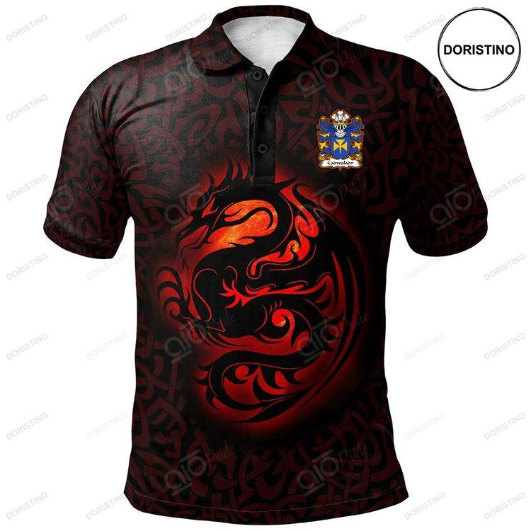 Cadwaladr Fendigaid King Of Gwynedd Welsh Family Crest Polo Shirt Fury Celtic Dragon With Knot Doristino Polo Shirt