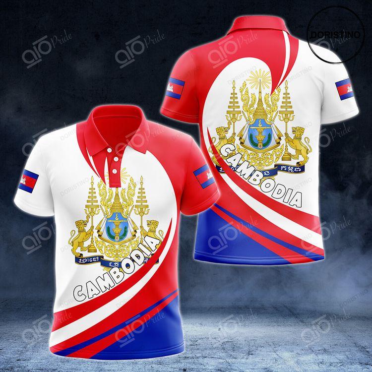 Cambodia Coat Of Arms Big Wave Style Polo Shirt Doristino Awesome Polo Shirt