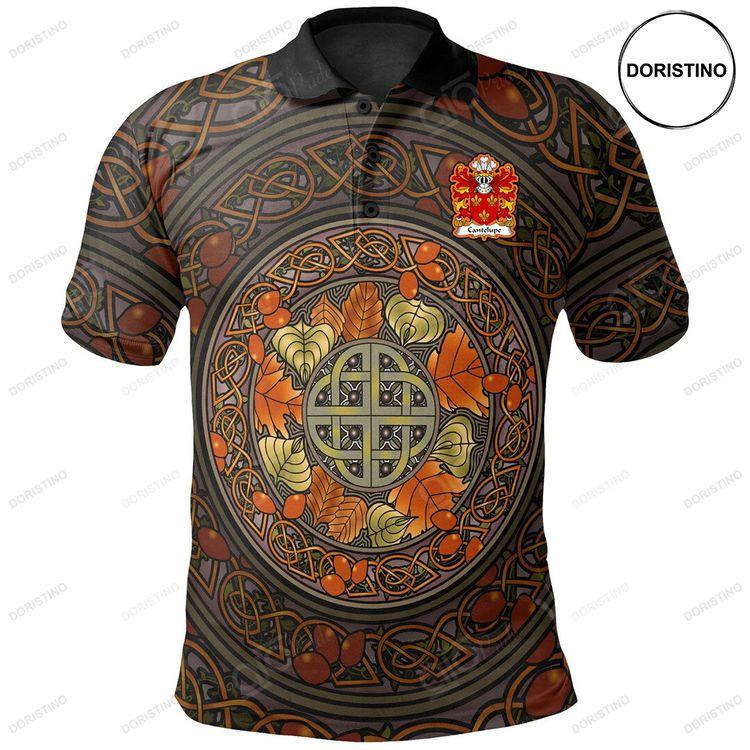 Cantelupe Lord Of Abergavenny Welsh Family Crest Polo Shirt Mid Autumn Celtic Leaves Doristino Polo Shirt