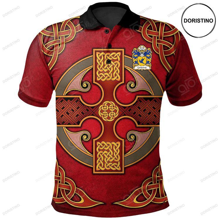 Cardwed Of Twrcelyn Bangor Welsh Family Crest Polo Shirt Vintage Celtic Cross Red Doristino Awesome Polo Shirt