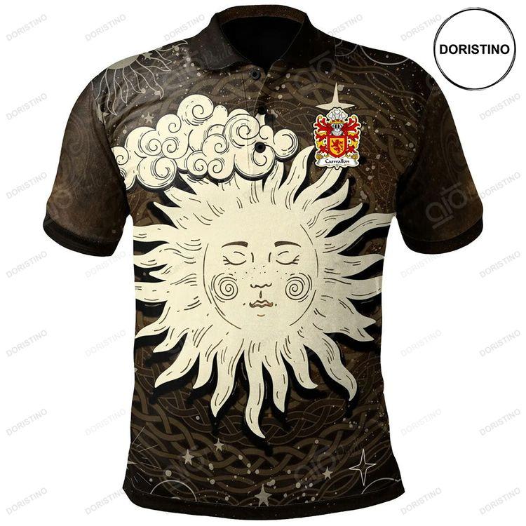 Caswallon Welsh Family Crest Polo Shirt Celtic Wicca Sun Moon Doristino Polo Shirt
