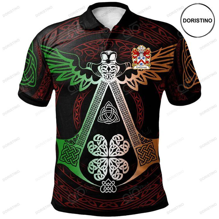 Catchmay Of Monmouthshire Welsh Family Crest Polo Shirt Irish Celtic Symbols And Ornaments Doristino Limited Edition Polo Shirt