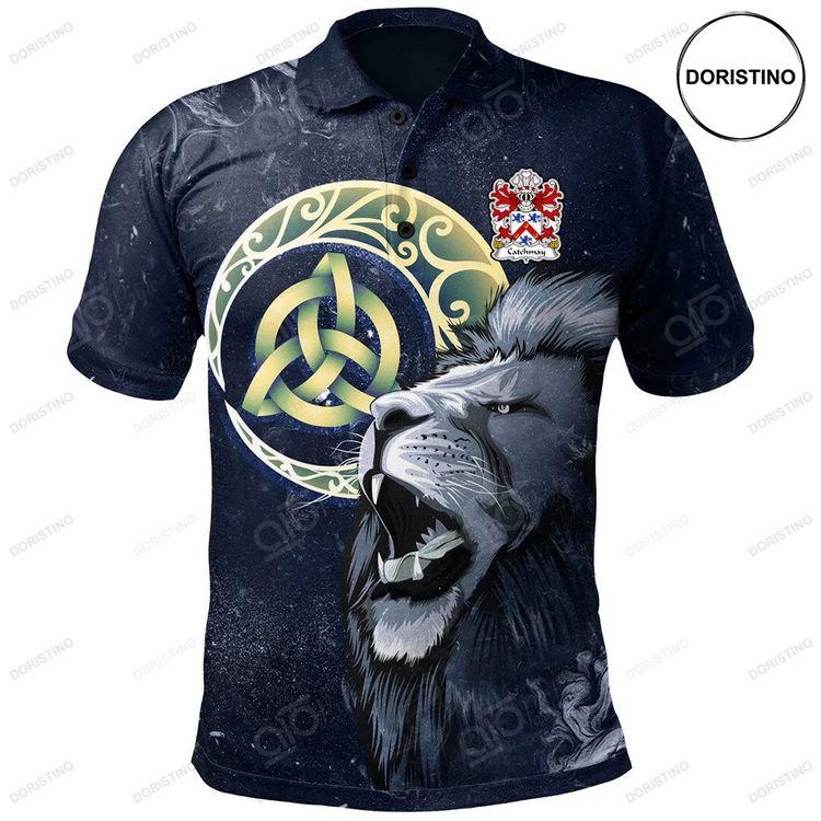 Catchmay Of Monmouthshire Welsh Family Crest Polo Shirt Lion Celtic Moon Doristino Limited Edition Polo Shirt
