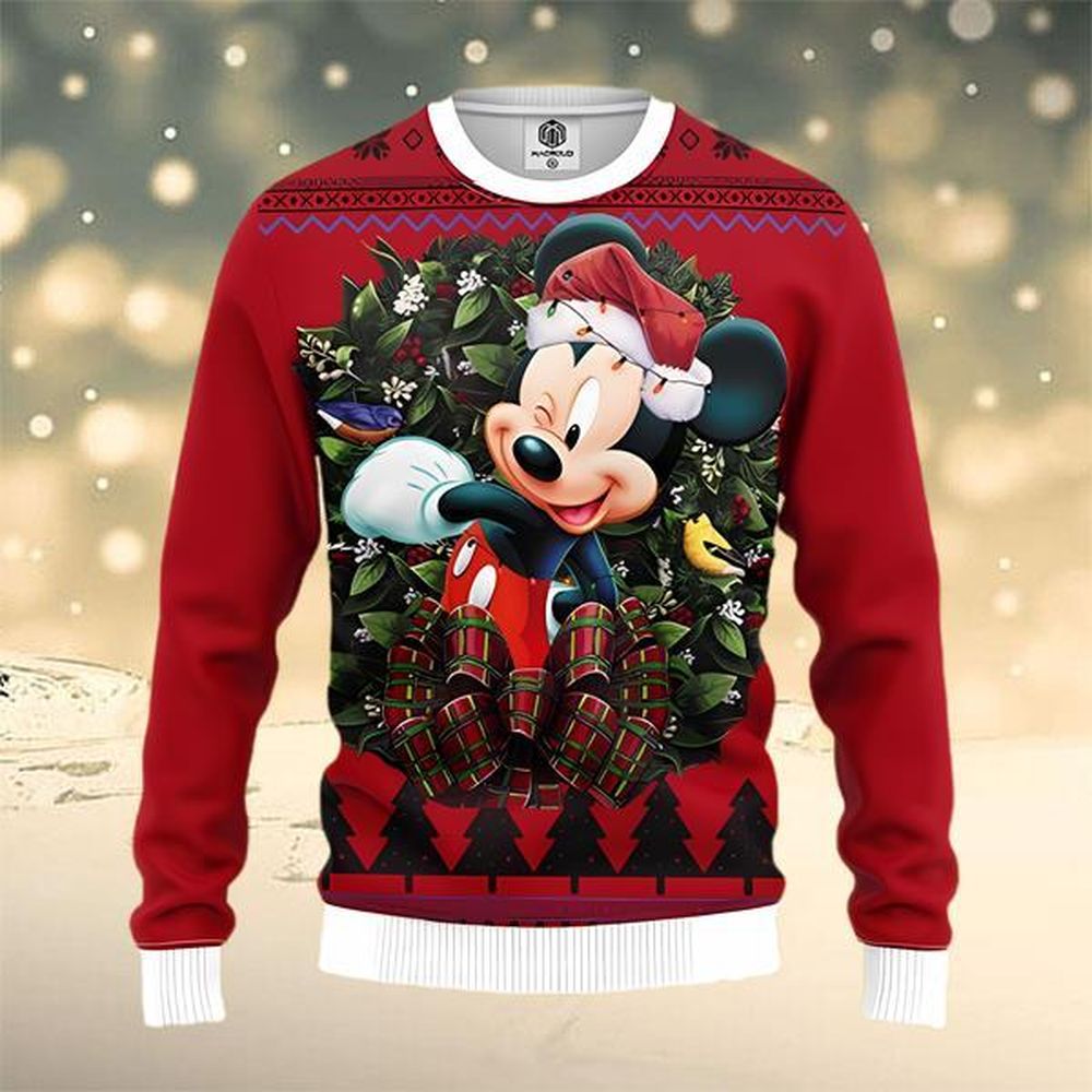 Mice Noel Style Mickey Santa Hat Disney Ugly Christmas Sweater 