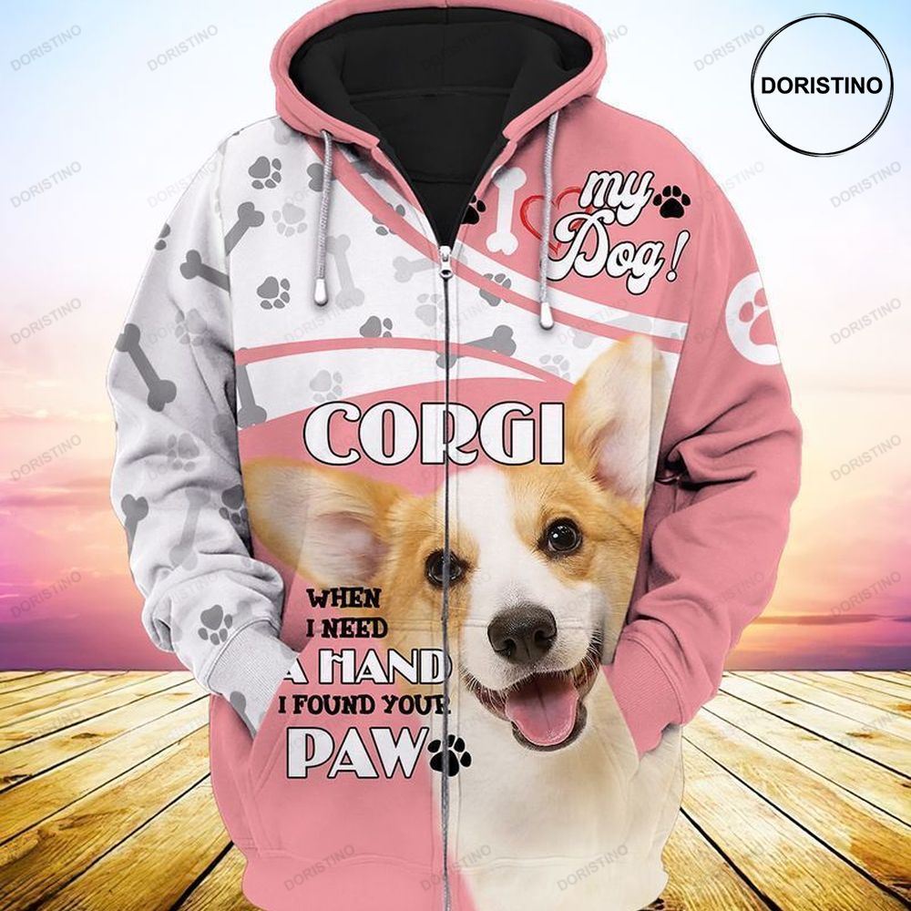 My Dog Love Corgi Dog When I Need A Hand I Found Your Paw Awesome 3D Hoodie