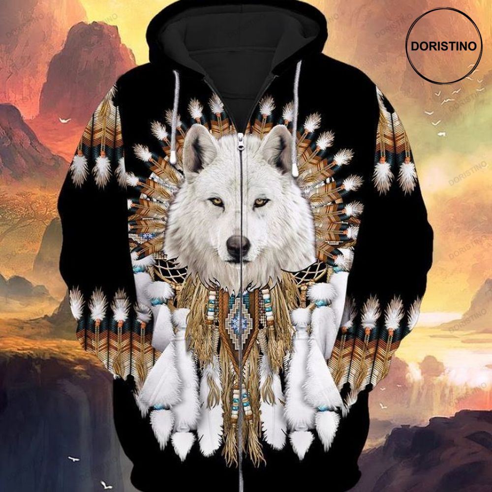 Native Canis Lupus Arctos All Over Print Hoodie