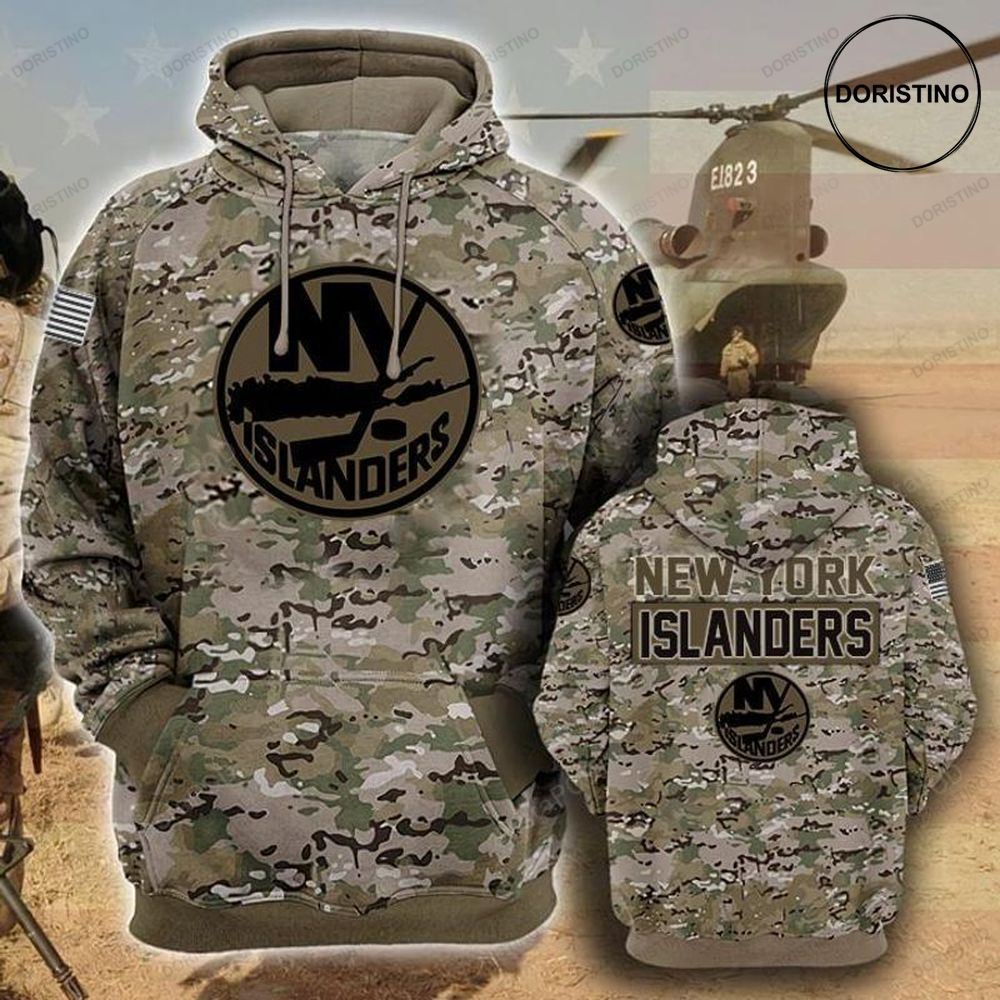 New York Islanders Camouflage Veteran Cotton Awesome 3D Hoodie